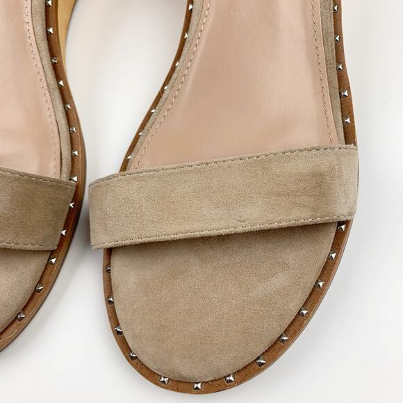 Steve Madden Kenmar Wood Wedge Sandals Ankle Strap Tan Faux Suede Women's 9.5 - Picture 3 of 12